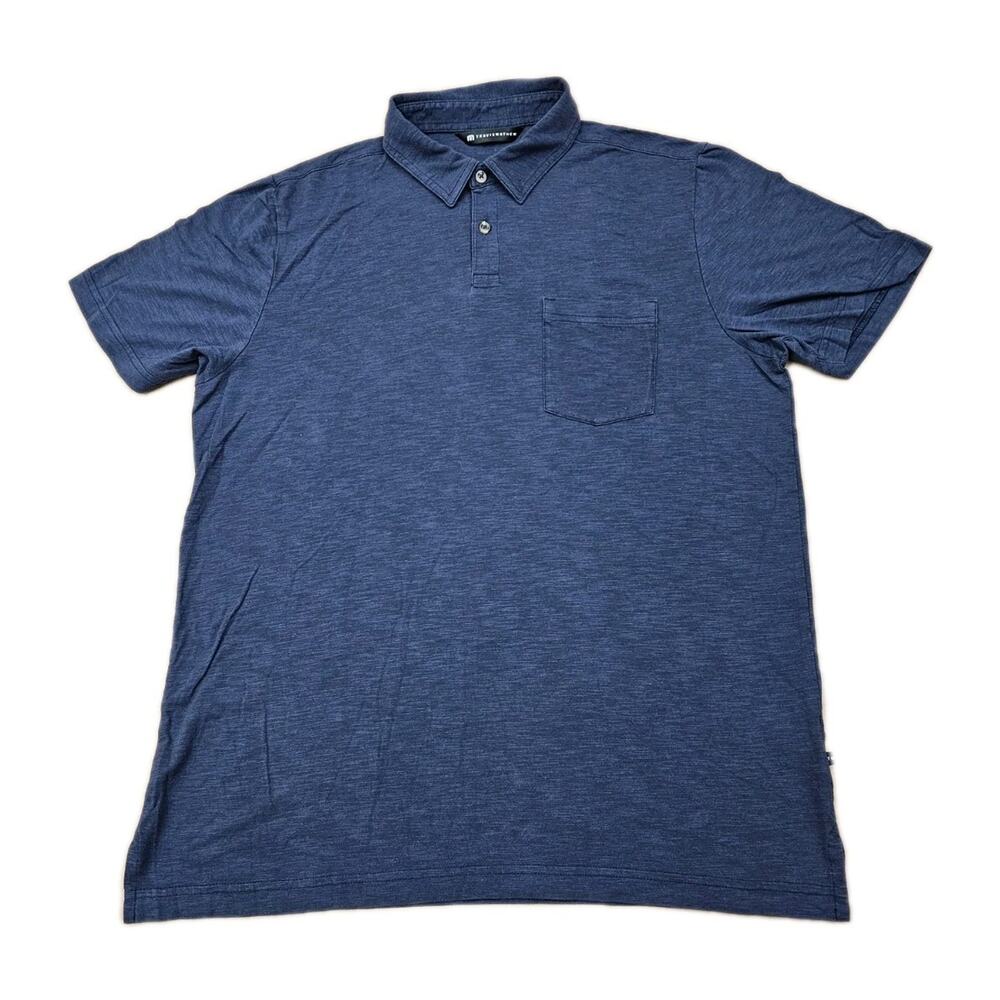 Travis Mathew Polo Shirt Golf Mens Size XL Solid Navy Blue Short Sleeve